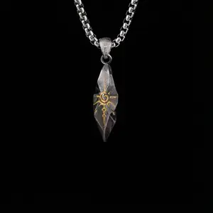 Vintage Wishing Stone Men's Necklace with Meteorite Pendant on 26-inch Titanium Steel Chain for Everyday & Special Occasions