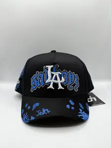 Dandy Hats x Junior H Angel Azul Black Snapback Cap with Blue Embroidery and Adjustable Fit