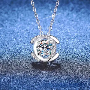 Moissanite necklace 1 carat chic style versatile ins wind moissanite pendant