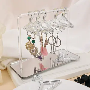Luxury Acrylic Lightweight Earring Display Rack, Jewelry Hanging Storage Organiser with 8 Hooks, Transparent and Silver Color Options