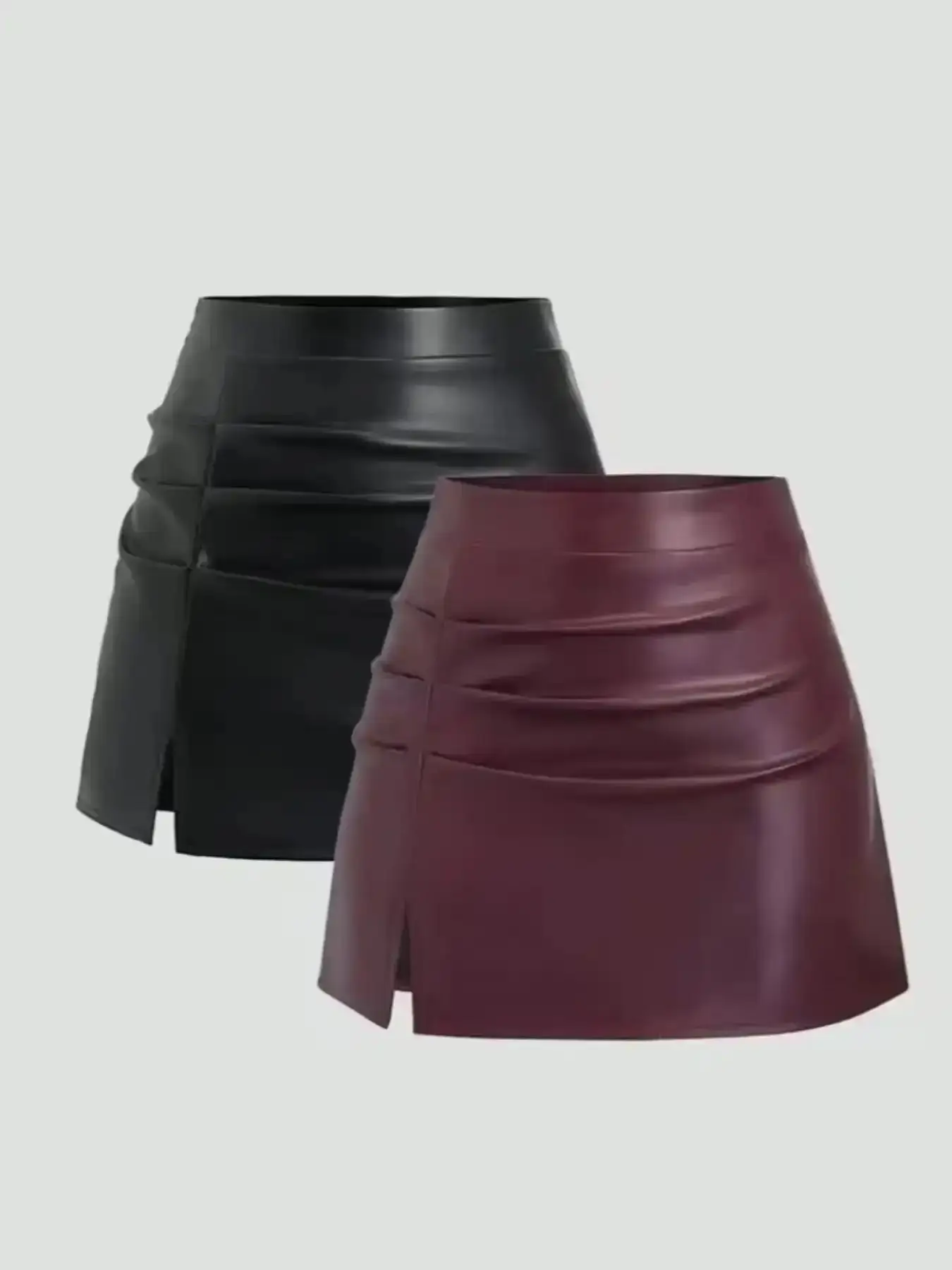 Women's Elegant Vintage High Waist Pleated Mini Skirt with Side Slit Elastic Solid Color Spring Summer Fall Casual to Formal Wear easy care wardrobe essential timeless style seasonal musthave summer staple relaxed fit
