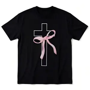 Pink Bow Cross John 3:16 Bible Verse T-Shirt,Unisex Crewneck T-shirt for Men And Women graphic tee