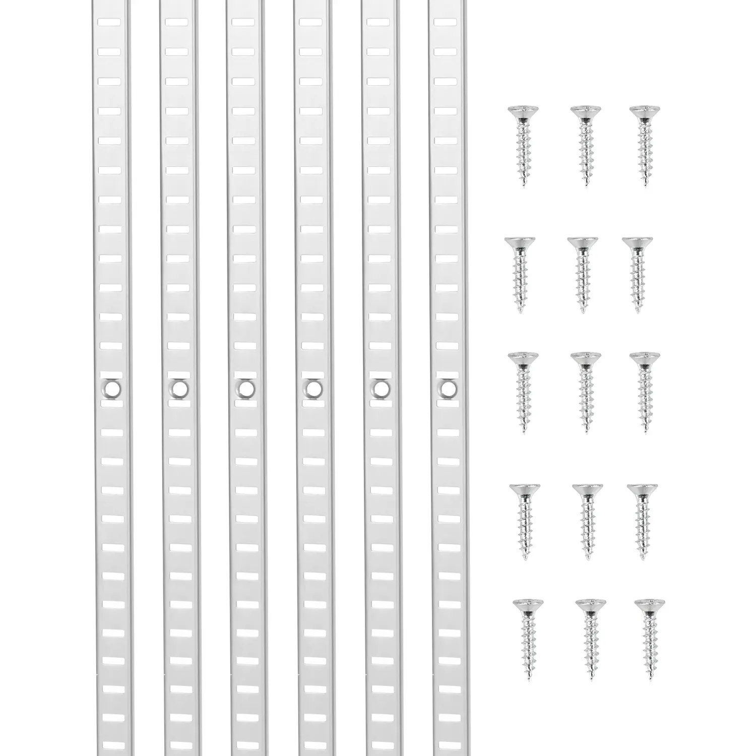 【DealsForYouDays】VEVOR SPCC Steel Mortise Mount Shelf Pilaster Strips, 36.3-in 6-Pack Adjustable Brackets with 24 Screws, Built to Last Hardware, Adjustable Size Vertical Wall Rack Storage Solutions for Home Office