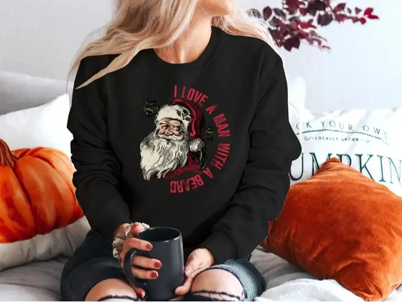 Merry Christmas Sweater, Christmas Sweatshirt, Christmas Jumper, Christmas Jumpers For Women, Xmas Jumper, I love man with beard