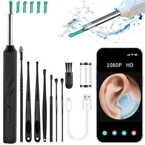Waterproof Ear Wax Remover Set with Accessories, 1 Set Portable Ear Wax Cleaner with Camera & Led Light, Ear Cleaning Tool Set for Daily Use, Ear Wax Removal Tool, Earwax Removal Products