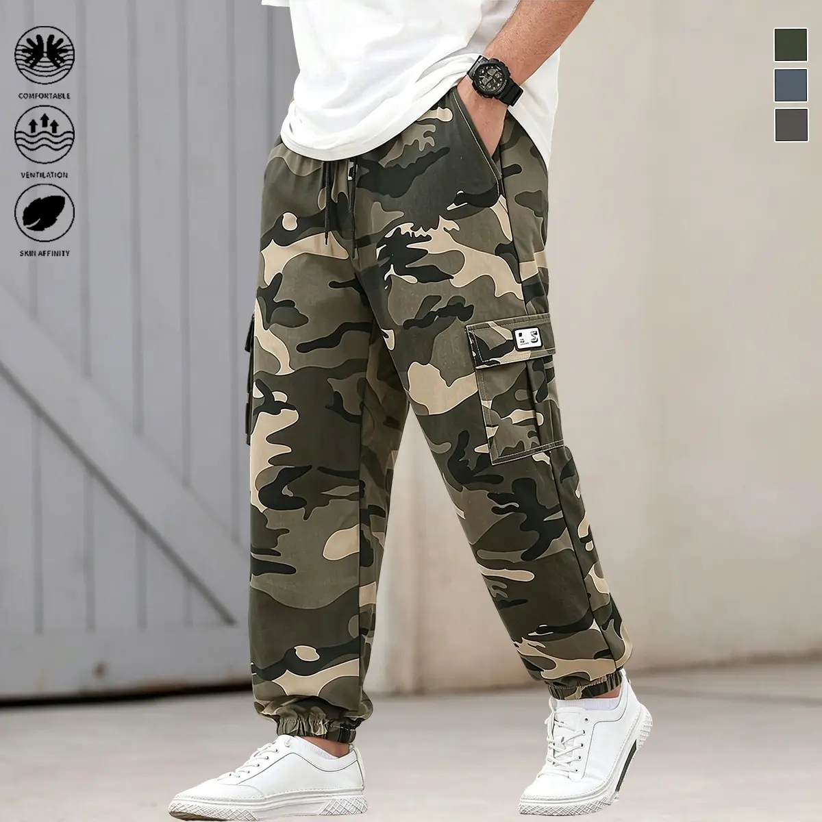 Men’s camouflage cargo pants — comfortable and breathable, perfect for outdoor activities like hiking and camping; a carefully selected option for everyday wear, suitable for all seasons, available in multiple colors. Men’s bottoms, men’s apparel.