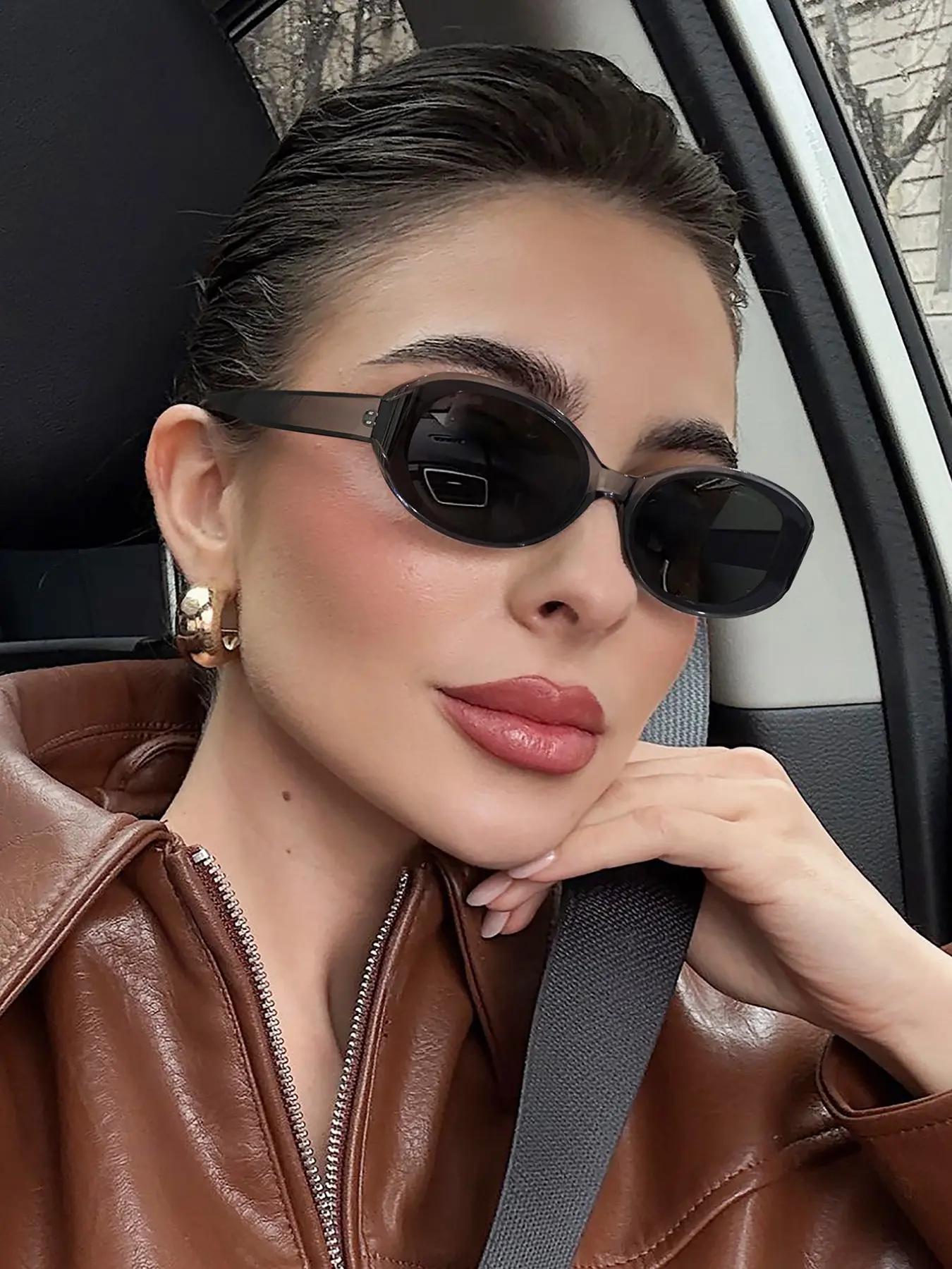 Women's Classic Oval Frame Acrylic Sunglasses, Lightweight Durable Frames, Fashion Colored Lenses, UV Protection, Outdoor Stylish Eyewear Accessories, Chic Sunglasses