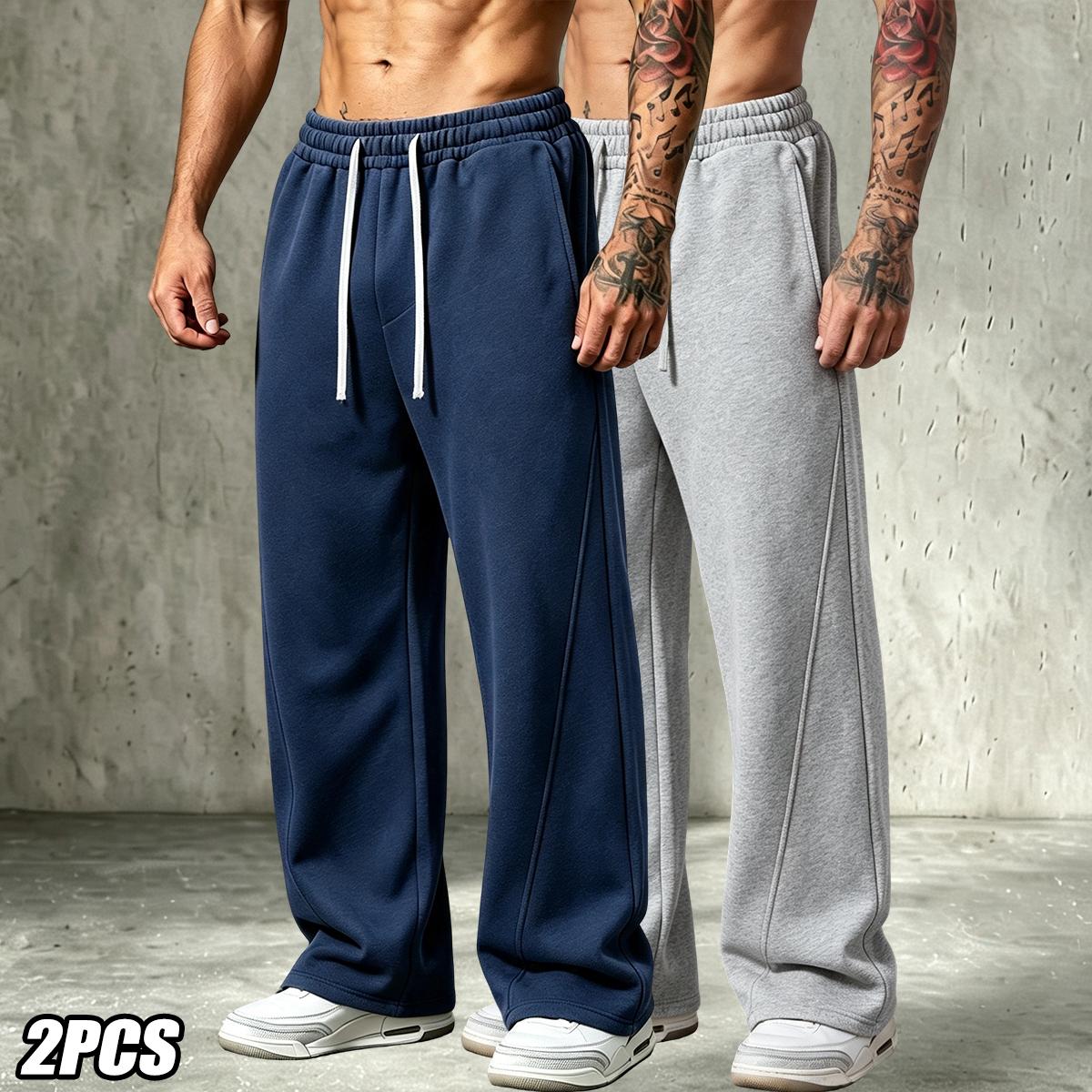 JOGWAVE Men's Fleece-Lined Loose-Fit Cotton Casual Athletic Trousers, Drawstring Machine Washable Men's Pants for Autumn-Winter Jogging, Streetwear