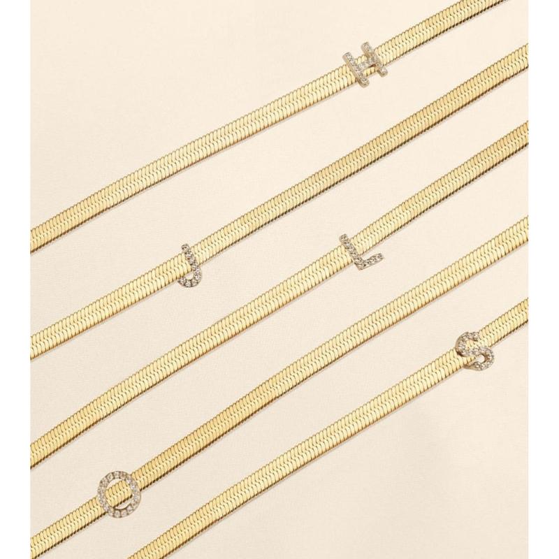 Ettika Initial Herringbone Necklace - 18K Gold Plated | Jewelry for Women | Necklace Extender & Fashion Accessory Ettika Initial Herringbone Necklace - 18K Gold Plated | Jewelry for Women | Necklace Extender & Fashion Accessory