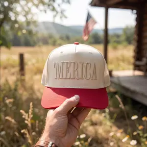 Embroidered Merica Hat Patriotic USA Base Ball Two Tone Cap Custom Thread Color Gif For 4th of July