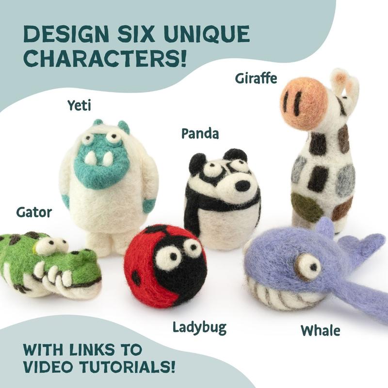 Beginner Needle Felting Kit – Woolbuddy Wool Roving Craft Set for DIY Felt Creations