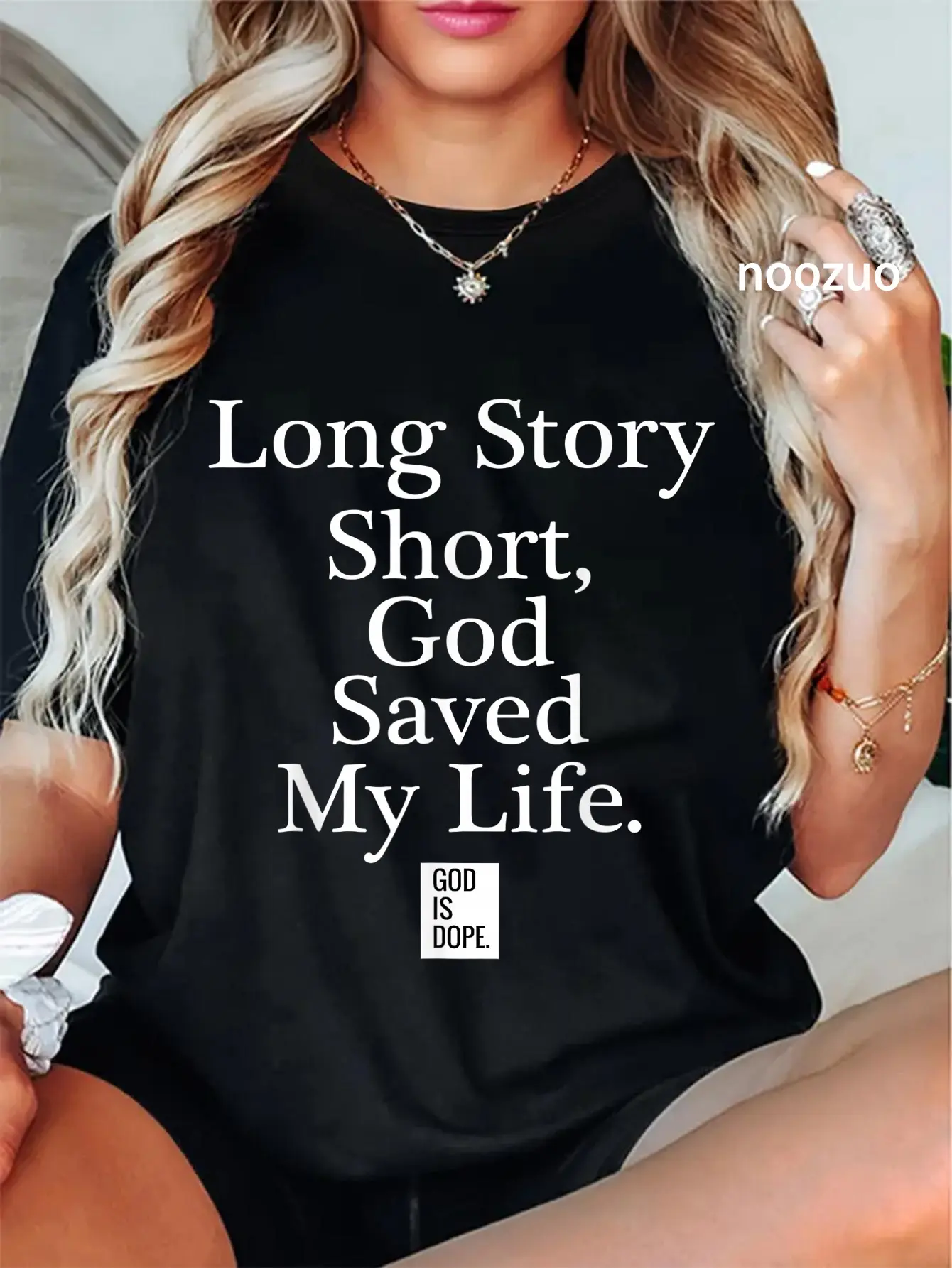 100% Cotton Long Story Short God Saved My Life T-Shirt Christ Christian Tops