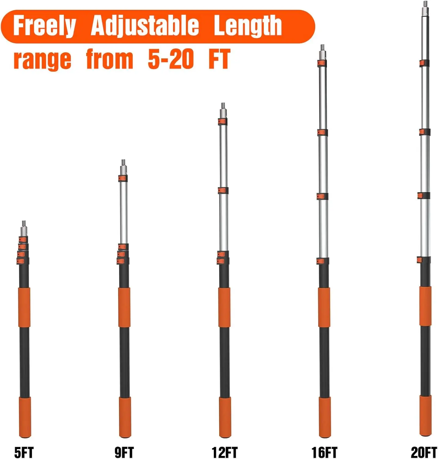 Telescoping Pole, 5-20FT Aluminum Extension Pole(26FT Reach), Multi-Purpose Paint Roller for Painting, Dusting and Cleaning - TikTok Shop Telescoping Pole, 5-20FT Aluminum Extension Pole(26FT Reach), Multi-Purpose Paint Roller for Painting, Dusting and Cleaning - TikTok Shop