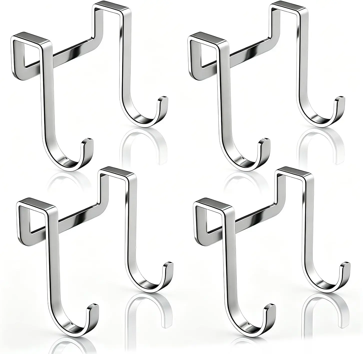 5 pcs Over Cabinet Door Hook & Wardrobe Door Hook, Stainless Steel Hanging Hooks for Towels, Bags, Clothes – Bathroom Door Hooks for Towels, Kitchen Cabinet Hooks, Wardrobe Hooks, Dorm Room Hangers