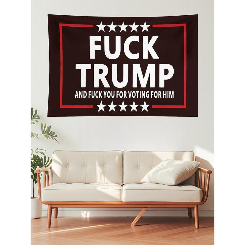 Tapestry Fuck Trump Flag Anti Trump and Fuck You for Voting for Him Flags  Feet Indoor Outdoor Banner Decor Light Peach