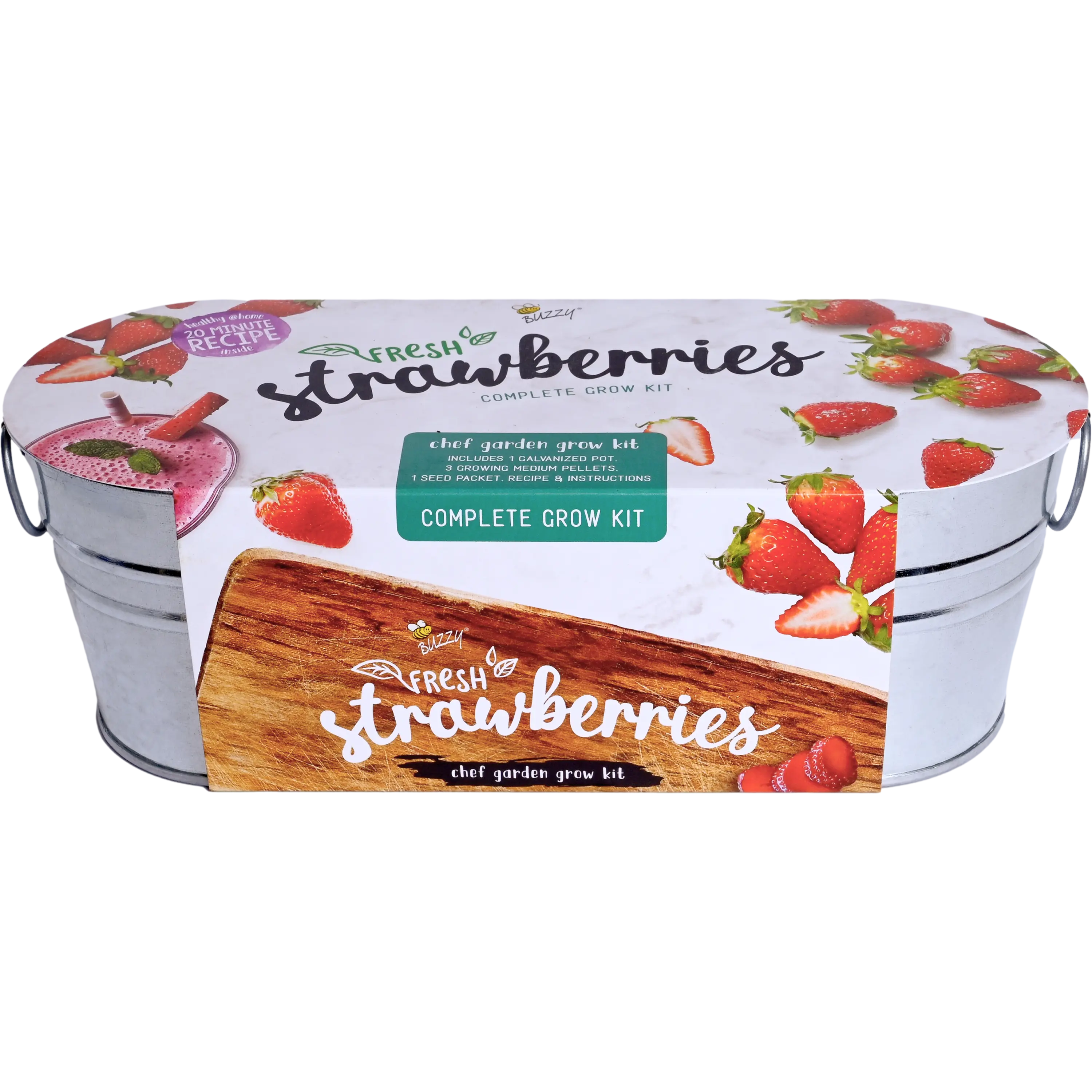 Strawberry Grow Kit | Galvanized Windowsill Planter