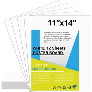 12 count White Poster Board Paper 11x 14 Bulk,  Vision Boards Blank Poster Paper for School Arts and Crafts, Classroom Projects, Presentations, Drawing, Scrapbooking, Graphic Displays