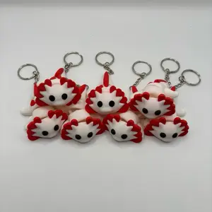Axolotl Fidget Toy Keychain Accessory - Red & White Design, Keyring Attachment, Fun and Engaging Fidget Toy purse wrist strap