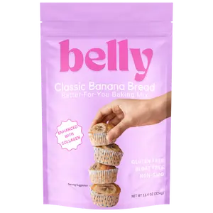 Belly Banana Bread Baking Mix - Gluten/Grain Free, Bloat-Free Formula, Non-GMO, High Protein & Low Sugar, 11.4oz