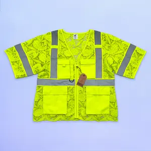 Lace Safety Vest with Pockets Class 3 - Stylish Mesh Workwear for Women & Men - in Neon Yellow, Pink, Orange and Black
