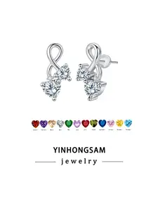 Women's Birthstone Heart Earrings, Perfect Gift for Girlfriend Wife, Anniversary Birthday Christmas Valentine Mother's Day, Elegant Jewelry