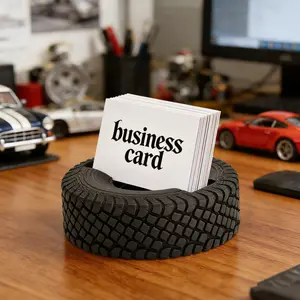 Tire Shaped Business Card Holder - 3D Printed Desk Organizer, Unique Office Gift for Car Lovers, Mechanic & Racing Fans
