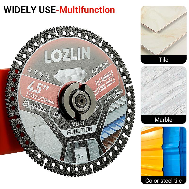 LOZLIN 4.5-Inch Multi-Material Diamond Cutting Discs for Angle Grinder, Ultra-Thin Dry Blades for Wood, Tile, Ceramic, Marble, Granite, Stone & Metal LOZLIN 4.5-Inch Multi-Material Diamond Cutting Discs for Angle Grinder, Ultra-Thin Dry Blades for Wood, Tile, Ceramic, Marble, Granite, Stone & Metal