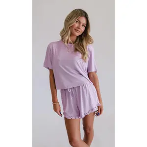 Women's Ruffle Short Set in Orchid Bloom