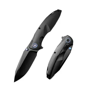 Remette Cool Whale RTCL-T4  Folding Knife - 3.15" DLC M390 Drop Point Blade Knife with PVD Titanium Handle, Locking Mechanism - EDC Portable Pocket Knife Daily Use