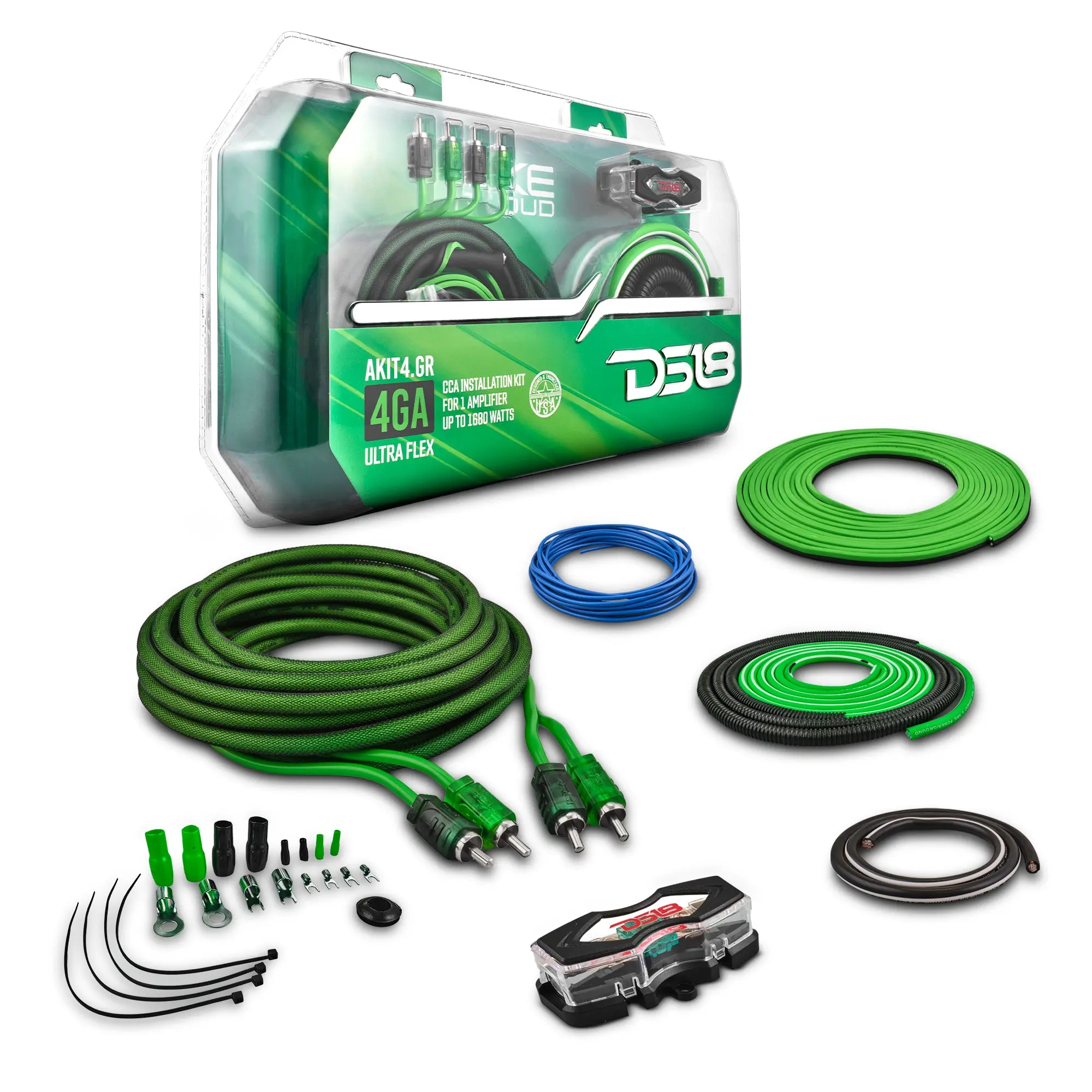 4-GA Amplifier Installation Wiring Kit - Green 4-GA Amplifier Installation Wiring Kit - Green