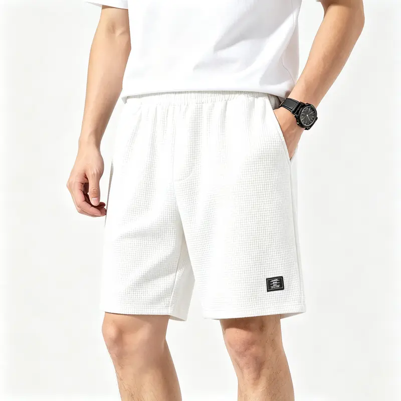 Men's Solid Waffle Knit Active Shorts - Comfy, Lightweight Casual, Elastic Drawstring, Breathable Knitted Fabric, Loose-Fitting Athleisure, Daily Gym Bottoms, Clearance Sale, Size M, TikTok Shop Back to School, Comfy Shorts