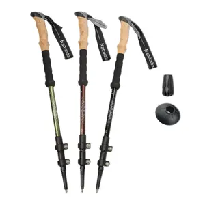 Aluminum Alloy 3-Section Telescopic External-Lock Hiking Pole, Portable Balance Straight-Handle Climbing Cane/Walking Stick,Outdoor Multitool Gear Trekking Pole Collapsible ,tactical hiking stick trek pole Travel Accessories Camping Supplies