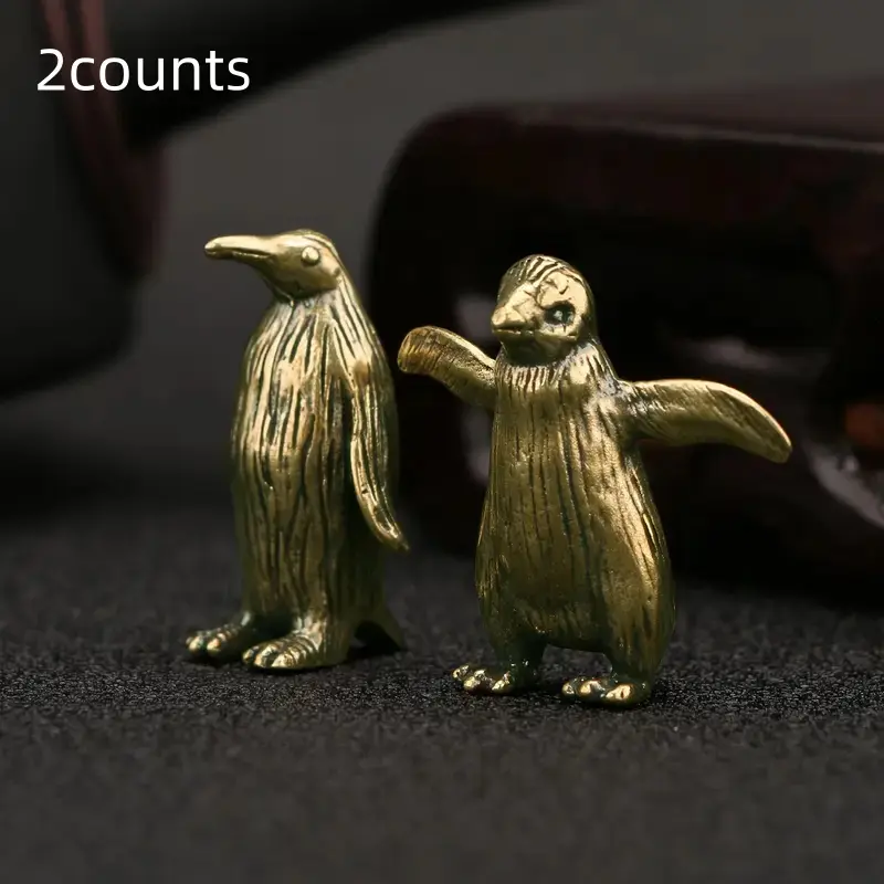 Brass Penguin Statue, Elegant Arctic Animal Decor, Lifelike Eyes & Feet Design, Indoor Outdoor Home Office Wedding Birthday Gift, Art Figurine, Desktop Statue, Collectible Figurine, Animal Decorations, Figurines Decor