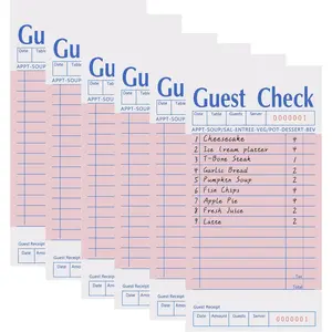 6 Pack  Guest Checks Books for Servers, Server Note Pads, Waiter Checkbook, Waitress Notepad for Restaurants Supplies, Order Pad Paper Checks 50 Sheets/Pack, 300 Total Tickets