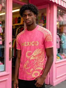 Mexican Aztec Eagle Traditional Soccer Jersey, Jersey Tee, Soccer Shirt, Full Print Design, Casual Comfort, Unique Animal Tribal Patterns, Classic Retro Style