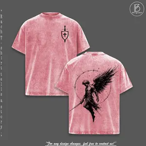 Sanctus Michael Archangelus x Flaming Sword x Shield x Scales of Justice Archangel Michael T-Shirt Washed Church Outfit Gym Pump Cover ,Christian Religious , Jesus Apparel