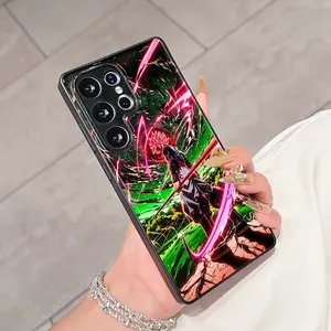 Pink Saiyan Silhouette Phone Case Suitable for Samsung Galaxy Series: A, B, 25/24 (S23), 22/21(S20 FE Ultra Plus) 4G 5G Arc Edge PET Back Cover, Textured Phone Case