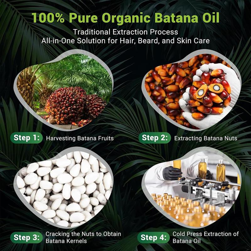 Batana Oil Leave-in treatments, 100% Pure & Unrefined for Hair Growth - Deep Repair Dry Damaged Hair, Reduce Frizz & Split Ends, Nourish Scalp with Omega 9 & Vitamin E, for All Hair Types (60ml 2.03Fl.Oz)