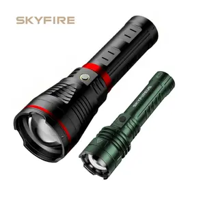 SKYFIRE Model 1209 – 2800 Lumen Rechargeable LED Flashlight, Ultra-Bright, 3 Lighting Modes, Waterproof, with Shoulder Strap – Ideal for Camping, Emergency, Hiking, and Outdoor Use