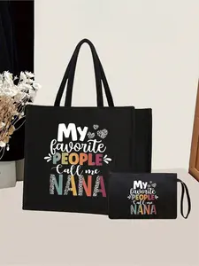 1-piece/2-piece floral "Nana" leopard print handbag set, casual and stylish, with large capacity, including shoulder bag and clutch, suitable for women, a great gift for loved ones and family members. Fashionable bags
