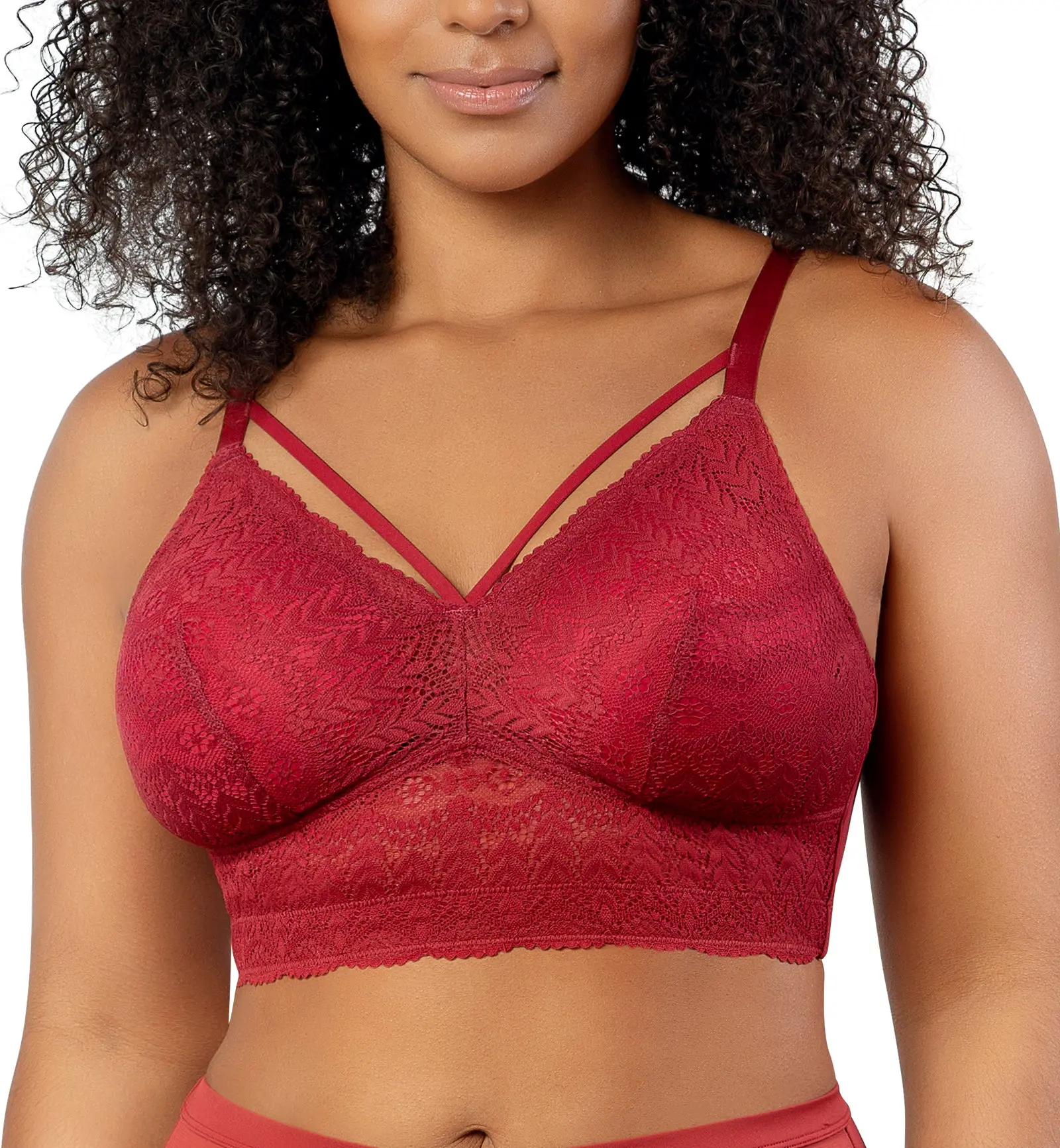 Parfait Mia Lace Wireless Longline Bralette (P5951) - Rio Red