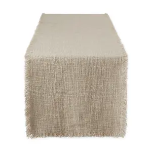 Design Imports Chino Basket Fringe Table Runner14.5x72.5
