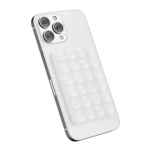 Suction Phone Mount Silicon Adhesive Hands-Free Mirror Shower Phone Holder for Videos and Selfies with Easy to Use Peel-and-Stick Adhesive Backing Compatible with Various Mobile Phone Brands