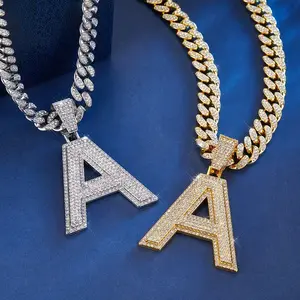 2026 18K Gold Plated Charm Letter 'A'  'B'  'M'  'N' 'S' Initial Pendant, Men's Jewelry Cuban Chain Necklace, Suitable for Daily Wear and Gift Giving Occasions - Comes with A Beautiful Gift Box