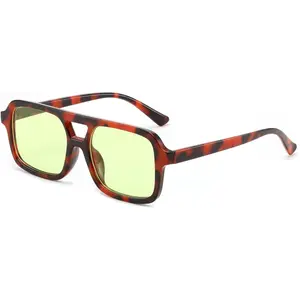 EyeconicFinds Retro 70s Aviator Sunglasses for Women Men Trendy Flat Square Frame UV400 Sunglasses B0174
