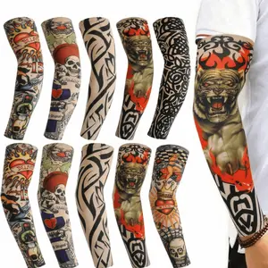 12pcs Fake Tattoo Arm Sleeves – Cooling UV Protection Ice Silk Arm Covers for Men & Women Outdoor Use