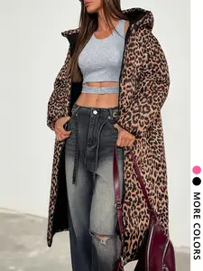 Women's Long Leopard Print Coat, Casual Fitted Outerwear, Comfortable Street Style Jacket for All Seasons, Versatile Fashion Piece, Casual Longline Outerwear