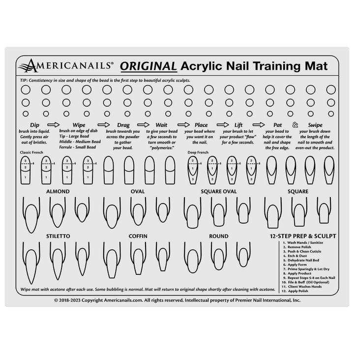 Americanails Original Acrylic Nail Training Mat - 15.75" x 11.75" Silicone Application Mat for Acrylic Nail Skills Practice