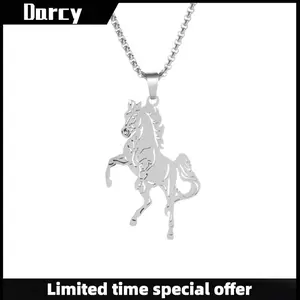 Fashion simple retro hollow animal horse necklace personality trend niche punk unisex jewelry