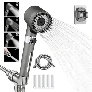 Filtered Shower Head with Handheld - High Pressure 3 Spray Modes Showerhead with Filters, 5 Replaceable Water Softener Filters for Hard Water | Ion Shower Drops Head with 60" Anti-Burst Hose